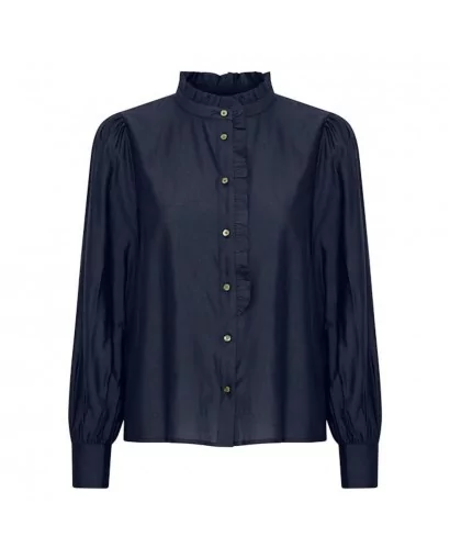 Chemise col mao navy