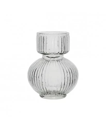 vase boule strié transparent