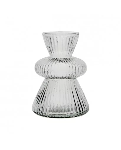 Vase strié transparent