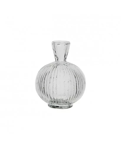 Vase boule strié transparent