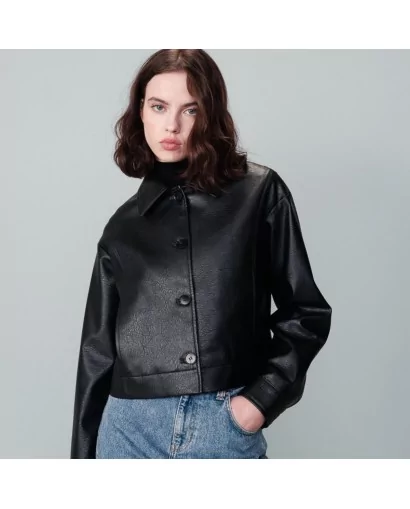 Blouson en cuire vegan noir