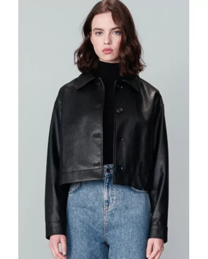 Blouson en cuire vegan noir